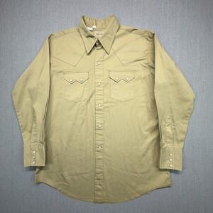Vtg DEE CEE Sawtooth Pearl Snap Western Shirt Men's 16.5 / 33 Tan